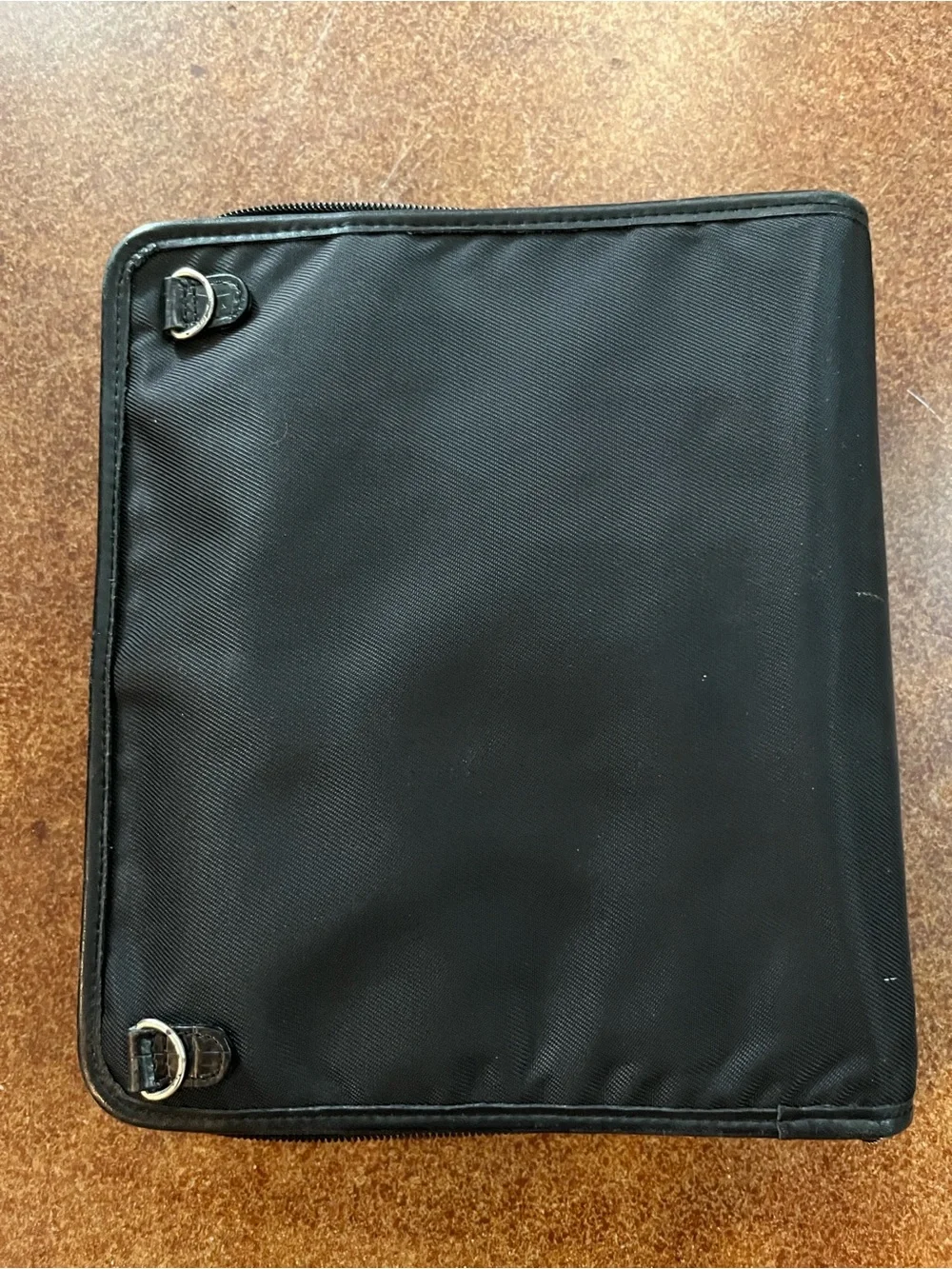 Brighton Black Nylon Notebook withCroc-Texture Leather Front Pocket